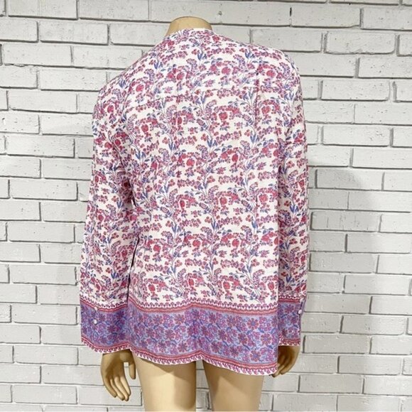 J. Crew Long Sleeve Lightweight Shimmery Metallic Floral Blouse - Size L - Picture 9 of 10